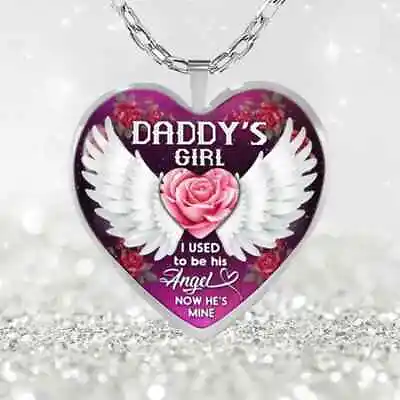 Heart Pendant Necklace Wings Necklace Daddy's Girl • $10.88