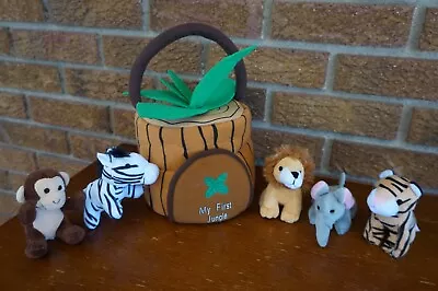 BABY Plush MY First JUNGLE ANIMAL Tree SET Lot SOUNDS Zebra Tiger Lion Monkey El • $11.44