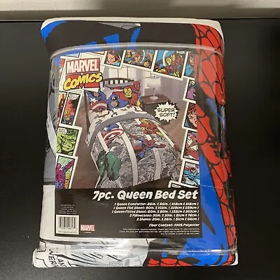 Jay Franco Marvel Avengers Comic Cool 7 Piece Queen Bed Set W Comforter & Sheets • $30