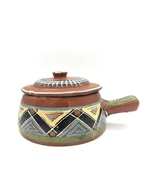 Vintage Mexican Tlaquepaque Handled Bean Pot With Lid Pottery • $24.50