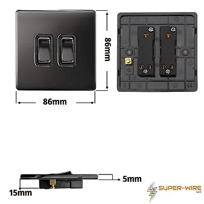 £6.99 • Buy Black Nickel Switches & Sockets Silver Satin Chrome Black Insert Screwless Slim