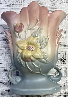 Vintage Estate Hull Art Pottery Magnolia Vase Yellow Pink Blue USA-1-8 1/2  • £26.03