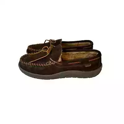 Cabellas Mens Brown Leather Minnetonka Moccasin Slippers Size 13  • $20