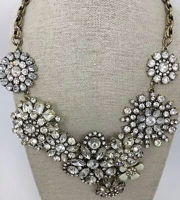 J. Crew Clear Rhinestone Floral Statement Necklace • $18