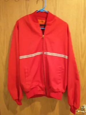 Mens Bomber Jacket Cintas XL-R Workwear Red W Gray Stripes Vintage 90s • $17.49