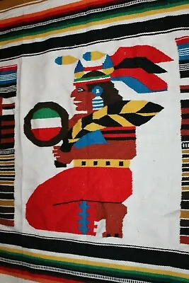 $300 • Buy Vintage Zapotec Mexican Native American Indian Mayan Hand Woven Wool Rug Blanket