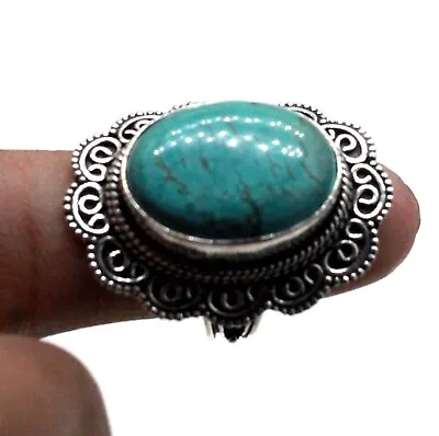925 Sterling Silver Turquoise Gemstone Jewelry Vintage Ring (US) Size-8 • $19.99