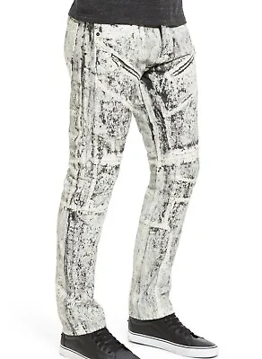 £74 • Buy PRPS Demon Slim-Straight Jeans Heavy Painted Moto  Size 36R  White New