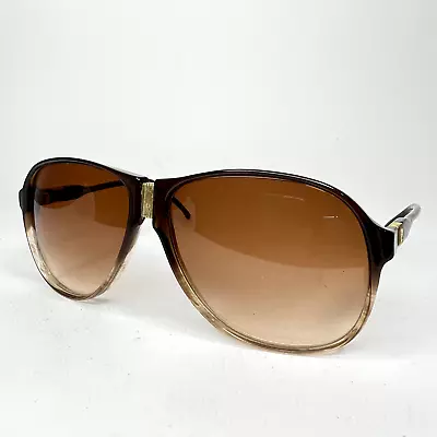 Vintage Pierre Cardin Brown Aviator Sunglasses Orange Lens Clear Bottom H339 • $161.48