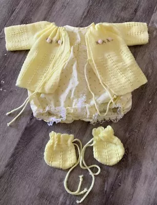 Vtg 80s Cabbage Patch Kids Yellow Rosebud Outfit Romper Sweater Booties (614 • $39.99