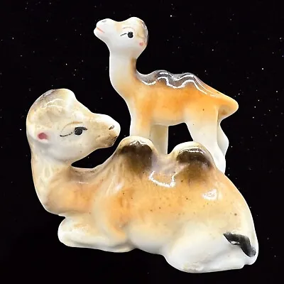 Miniature Bone China Figurines Lot Camel Baby Set Of 2 Japan 2”T 1.75” Vintage • $30