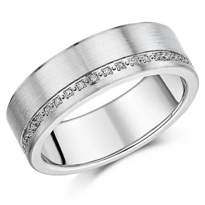 Titanium Ring Brushed Matt Finish Diamond Eternity Wedding 7mm Men's Engagement • $63.15