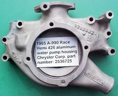 Race Hemi 1965 A-990 Aluminum Water Pump Housing - Factory Original - Used Part • $659.90