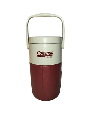 $9.99 • Buy Vintage Coleman PolyLite Water Jug 1/2 Gallon Cooler 5590 Burgundy Red Grey