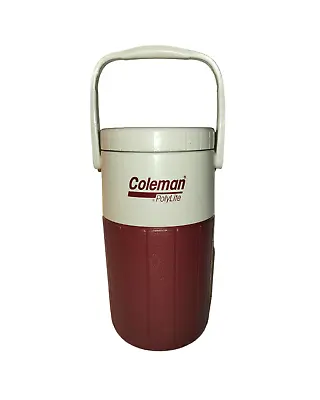 Vintage Coleman PolyLite Water Jug 1/2 Gallon Cooler 5590 Burgundy Red Grey • $9.99