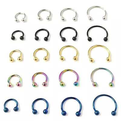 Steel Nipple Piercing Nose Ring Horseshoe Septum Lip Hoop Tragus Helix Coloured • £2.65