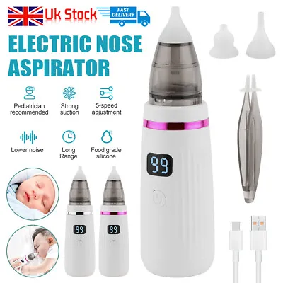 Electric Newborn Baby Nasal Aspirator Nose Cleaner Safe Hygienic Snot Sucker 5Le • £16.48