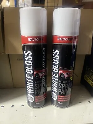 2x White Satin All Purpose Spray Paint Aerosol  Metal Wood Plastic • £9.99