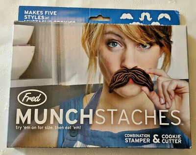 Fred MUNCHstaches Combination Cookie Stampers & Cutters 5 Mustache Styles • $4.95
