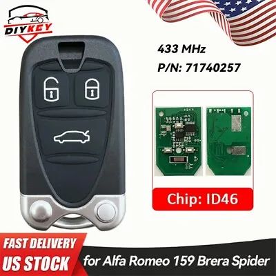 Smart Remote Key Fob For 2005-2011 Alfa Romeo 159 Brera Spider PCF7941/ 71740257 • $127.18