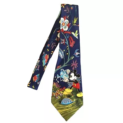 Vintage Disney Balancine Tie Works Mickey Mouse Gardener Can Colorful Silk Tie • $12.99