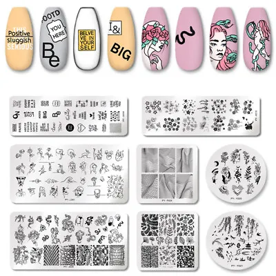 Flower Nail Stamping Plates Line Nail Art Plate Stamp Template Marble Leaf Image • £1.55