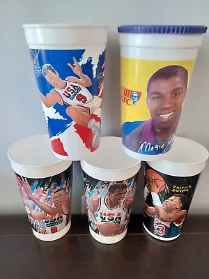 Vintage 90s Lot Of 5 Plastic Cups: Magic KFC Dream Team McDonalds USA Ewing Pip • $14.88