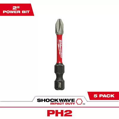 Milwaukee Shockwave Impact Duty Driver Bit 5-Pack 2in. Phillips #2 Model# • $9.99