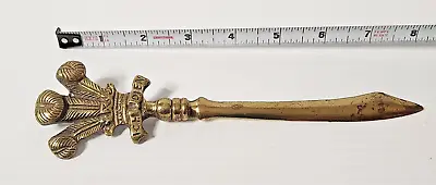 Antique Vintage Brass Prince Of Wales Ich Dien  I Serve  Letter Opener ENGLAND • $24.95