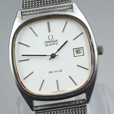 New Batt ◆Exc+5◆ Vintage Omega DeVille 192.0028 Silver Date Men's QZ Watch... • $576.68