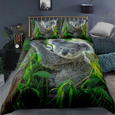 Animal Koala Print Doona/Duvet Cover Single/Double/Queen/King Bed Set Pillowcase • $59.71