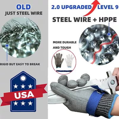 Safety Cut Proof Stab Resistant Glove Stainless Steel Metal Mesh Butcher Gloves • $16.98