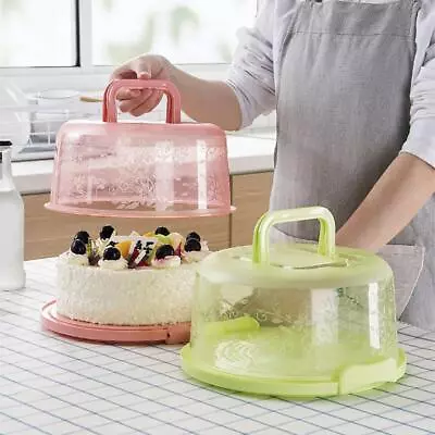 Round Cake Box Carrier With Handle Portable Pastry Lightweight Storage Holder • £9.12