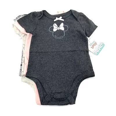 Disney Baby Girl Bodysuits Size 6-9M 5 PC Set Grey Assorted • $8.39