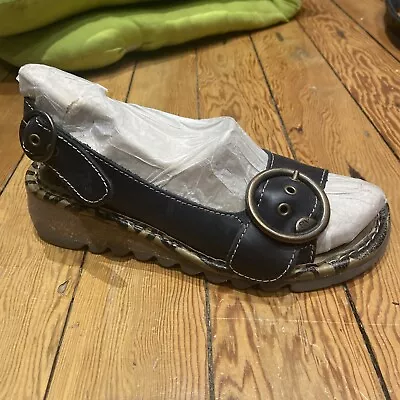 £30 • Buy FLY LONDON - Women’s ￼Black  Tram Wedge ￼sandals ￼UK SIZE 5 / 38
