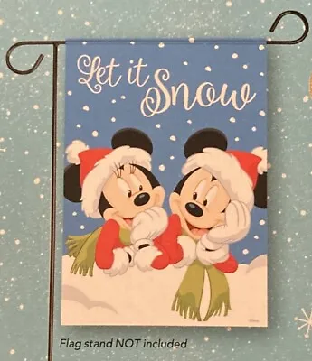 Disney Mickey & Minnie Mouse Let It Snow Christmas Garden Flag 12x18 • $24.99