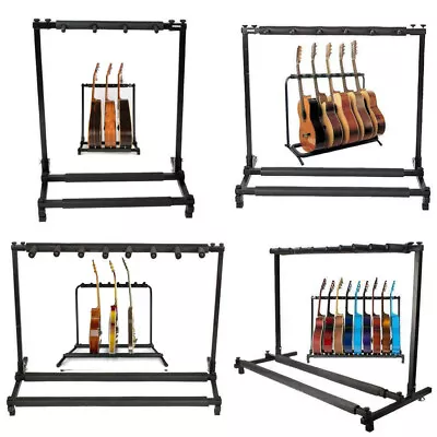 3/5/7/9 Square Multiple Guitar Bass Display Stand Holder Stage Fold Rack Black • $24.99