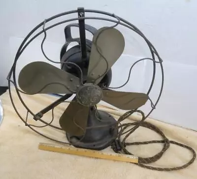 VTG General Electric 12  Brass Blade Oscillating Fan Type A00 - 3 Speed Works ! • $199.95