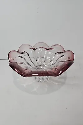 Vtg Shannon Crystal Godinger Lilac Amethyst Purple Ruffle Top Bowl 10  Glass • $17.99