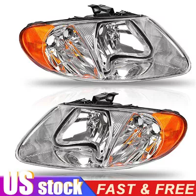 For Dodge Chrysler Projector Headlight Headlamp L&R Chrome Amber Len Durable 2pc • $76.94