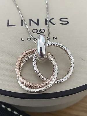 Links Of London Genuine Aroura Hallmarked Drop Necklace In Box • £65