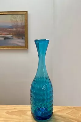 Vintage Mid Century 1969/70 Blenko #6913 Turquoise Blue Bottle Vase Joel Myers • $69.99