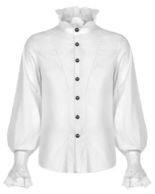 Punk Rave Mens Gothic Steampunk Aristocrat Poet Pirate Dress Shirt Top White • $82.10