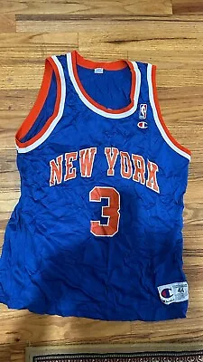 Vintage 90s NBA John Starks #3 New York Knicks Jersey Champion 44 NYK   RARE • $75