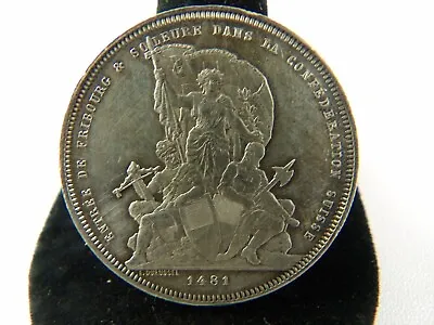 1881 Switzerland 5 Francs Silver Coin - Fribourg Shooting • $125