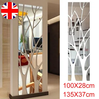 Large Mirror Tiles Wall Sticker Acrylic Self Adhesive Stick On AntiShatter Decor • £2.99