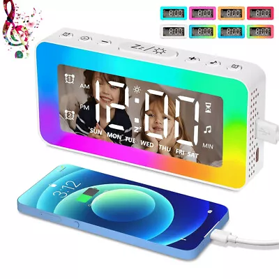 LED Digital Alarm Clock RGB Colorful Dimmable Night Light For Home Living Room • $23.99