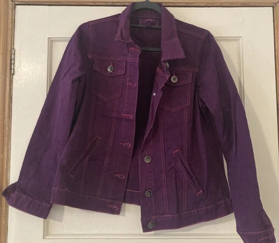 £9.99 • Buy Fabric Size 14 Denim Dyed Mulberry/ Purple Jacket. Unusual. Only One.