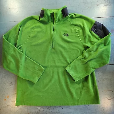 North Face Sweater Mens XL Green 1/4 Zip Fleece Pullover Long Sleeve Outdoor • $22