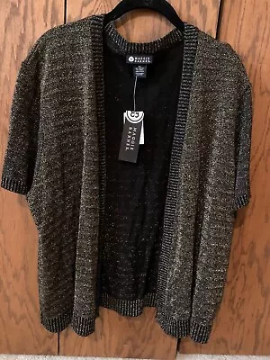 Maggie Barnes Open Front Cardigan Light Weight Black And Gold Size 3X - NWT • $11